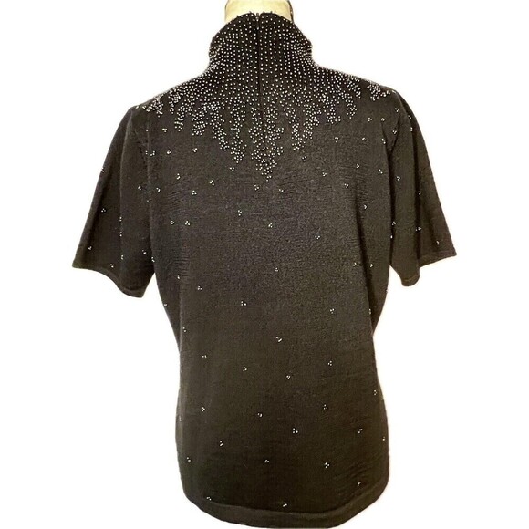 Doncaster Vintage Beaded Mock Neck Wool Top With Back Zip Closure Size Medium - Picture 2 of 14